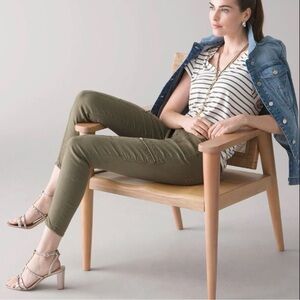 NEW White House Black Market High Rise Olive Green Skinny Ankle Jeans Size 8